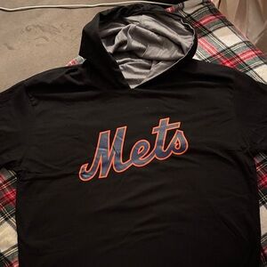 Black Gray REVERSIBLE Mets Hoodie T-Shirt